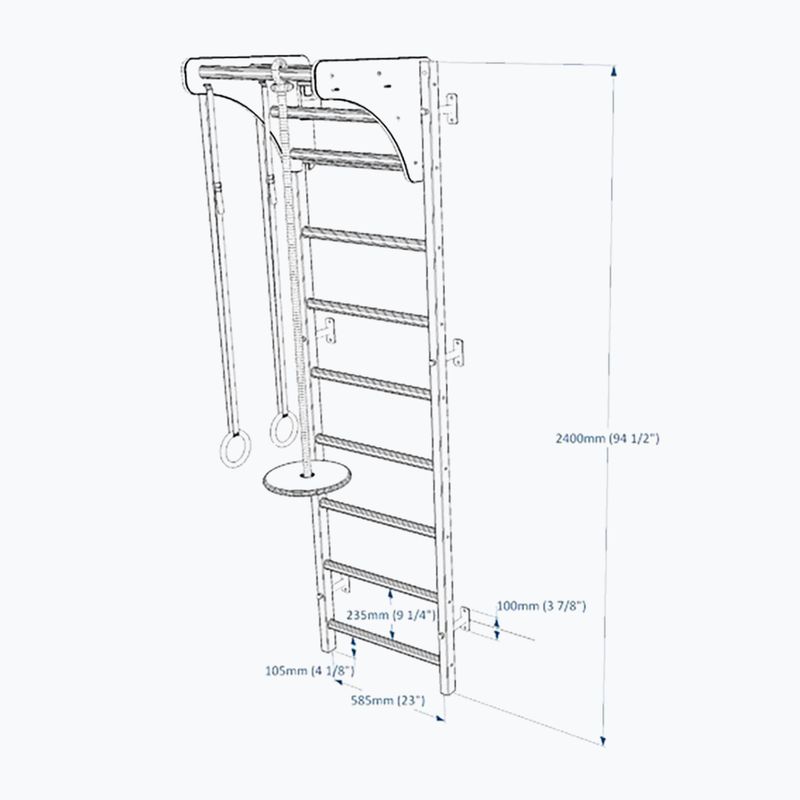 BenchK gymnastics ladder 711B+A076 black matte/oak 2