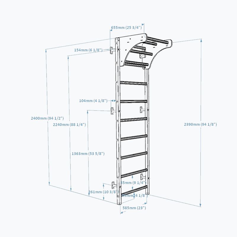 BenchK gymnastics ladder 711W+A204 white matte/oak 4
