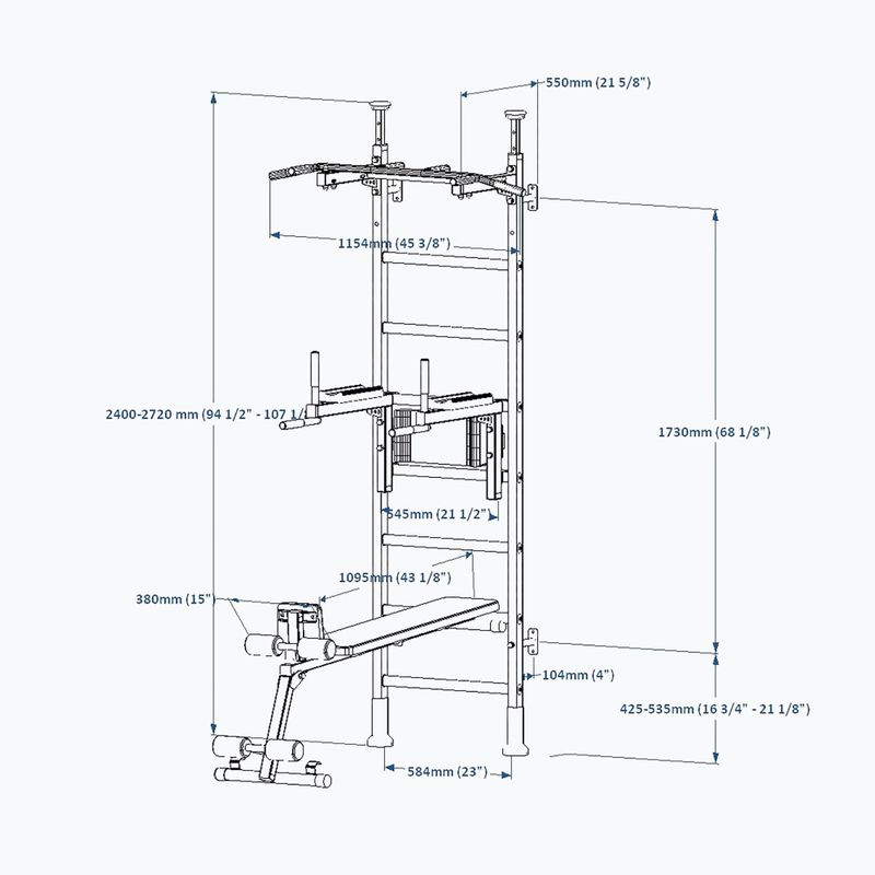 BenchK 523W white matte/oak gymnastics ladder 4