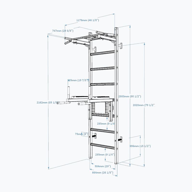 BenchK 222W white matte/oak gymnastics ladder 2