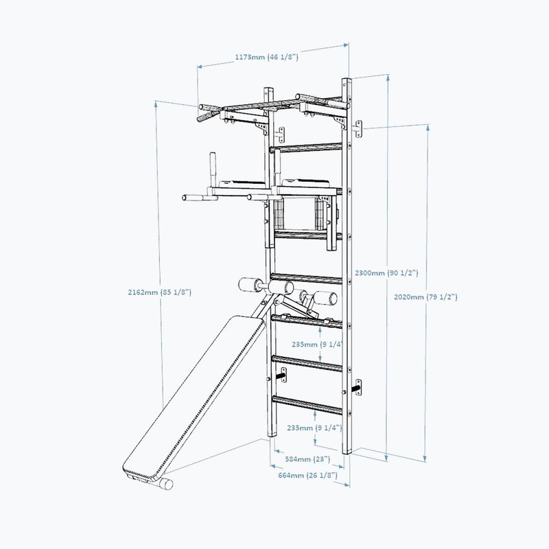 BenchK 223W white matte/oak gymnastics ladder 3