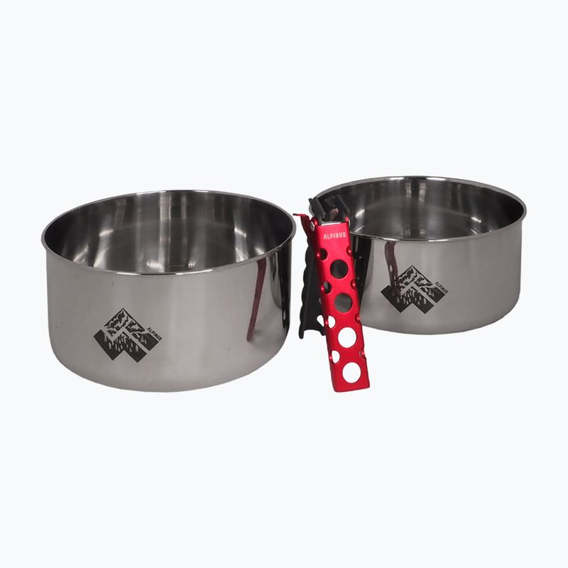 Alpinus Yucatan 2l, 1.5l and 0.6l steel hiking cookware set 2