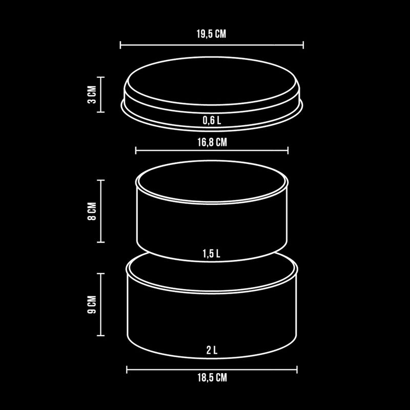 Alpinus Yucatan 2l, 1.5l and 0.6l steel hiking cookware set 10