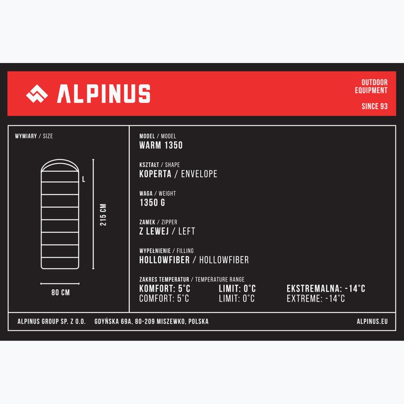 Alpinus Warm 1350 sleeping bag left black 6