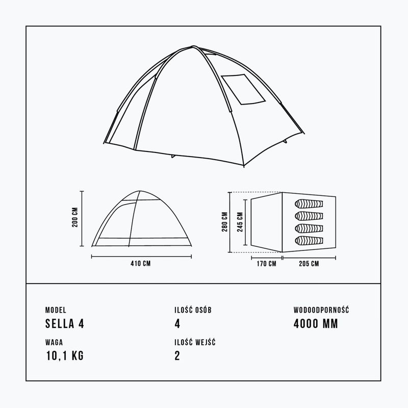 Alpinus Sella 4 anthracite 4-person trekking tent 8
