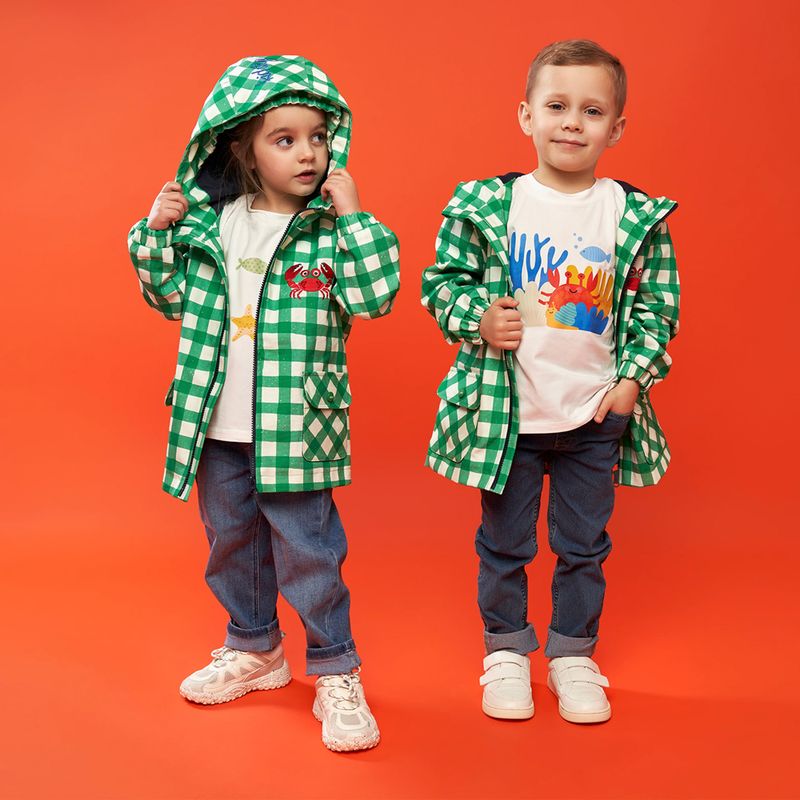 KID STORY children's jacket windproof and waterproof green grid 8