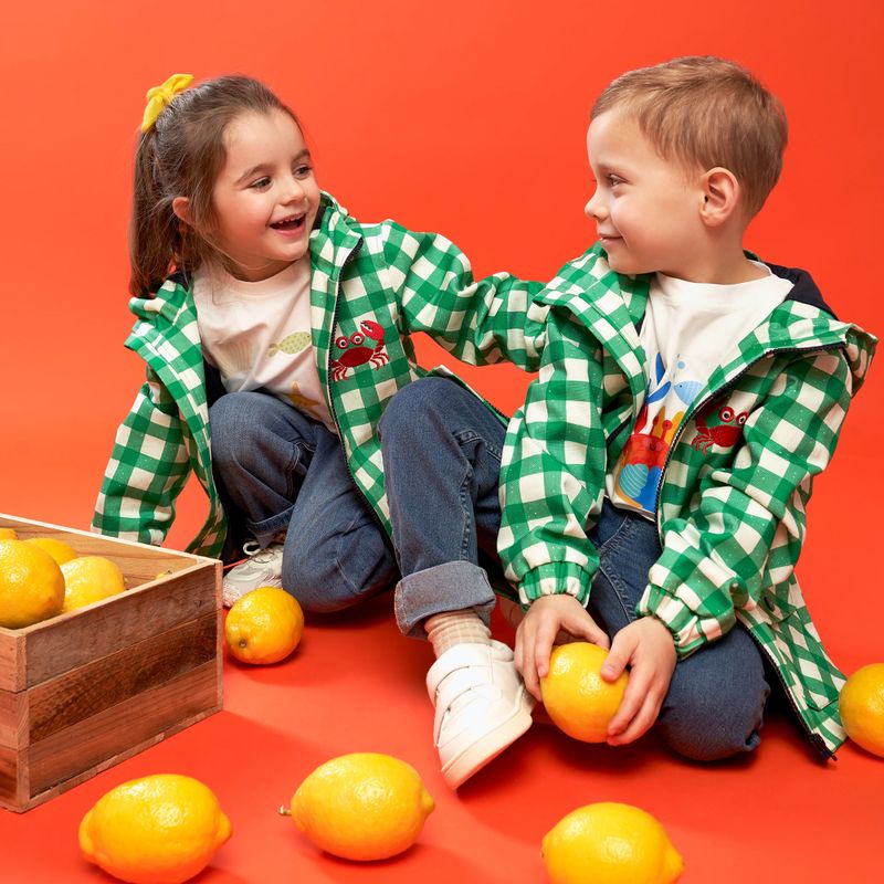 KID STORY children's jacket windproof and waterproof green grid 11