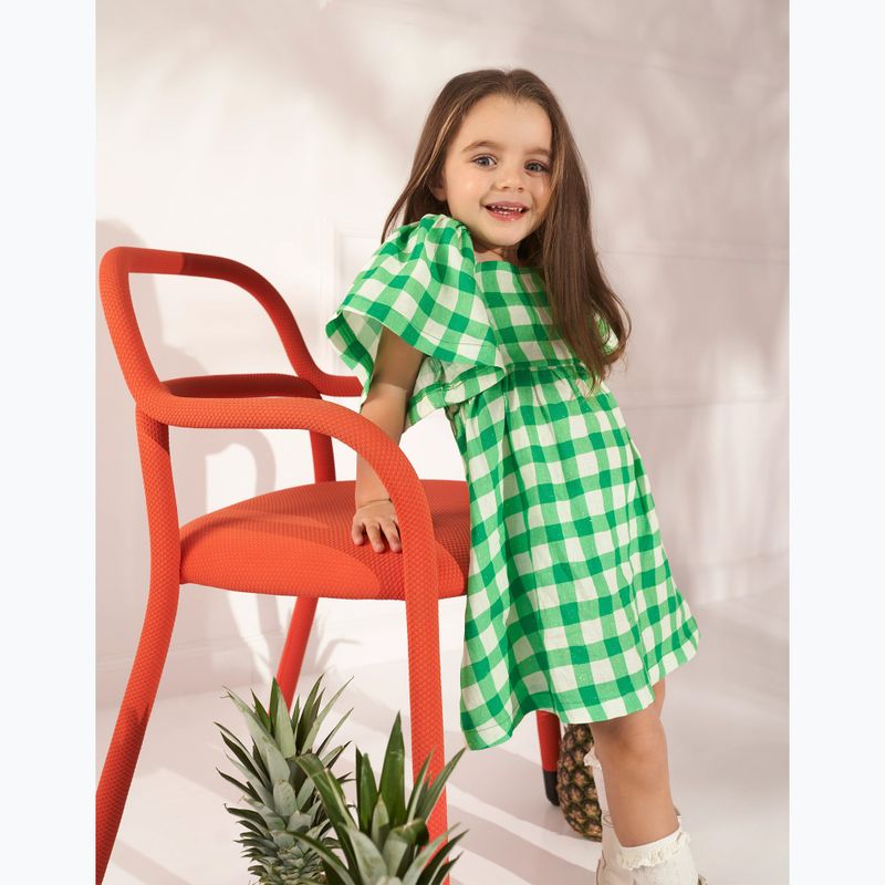 KID STORY children's dress Linen green grid 4