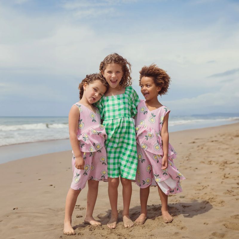 KID STORY children's dress Linen green grid 6
