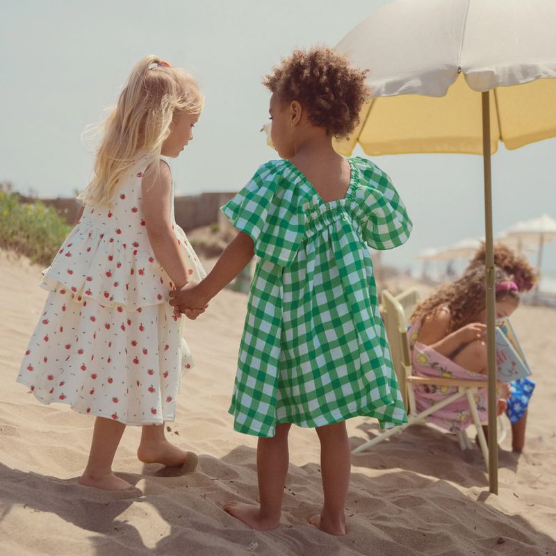 KID STORY children's dress Linen green grid 8