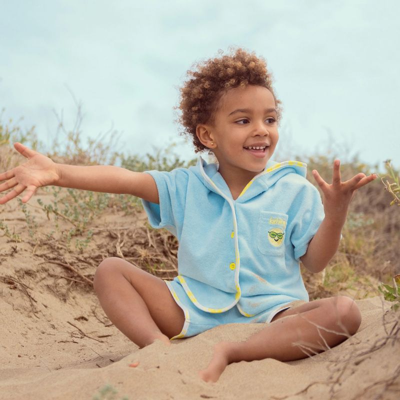 KID STORY Organic cotton terry set Shirt and shorts blue sky 2