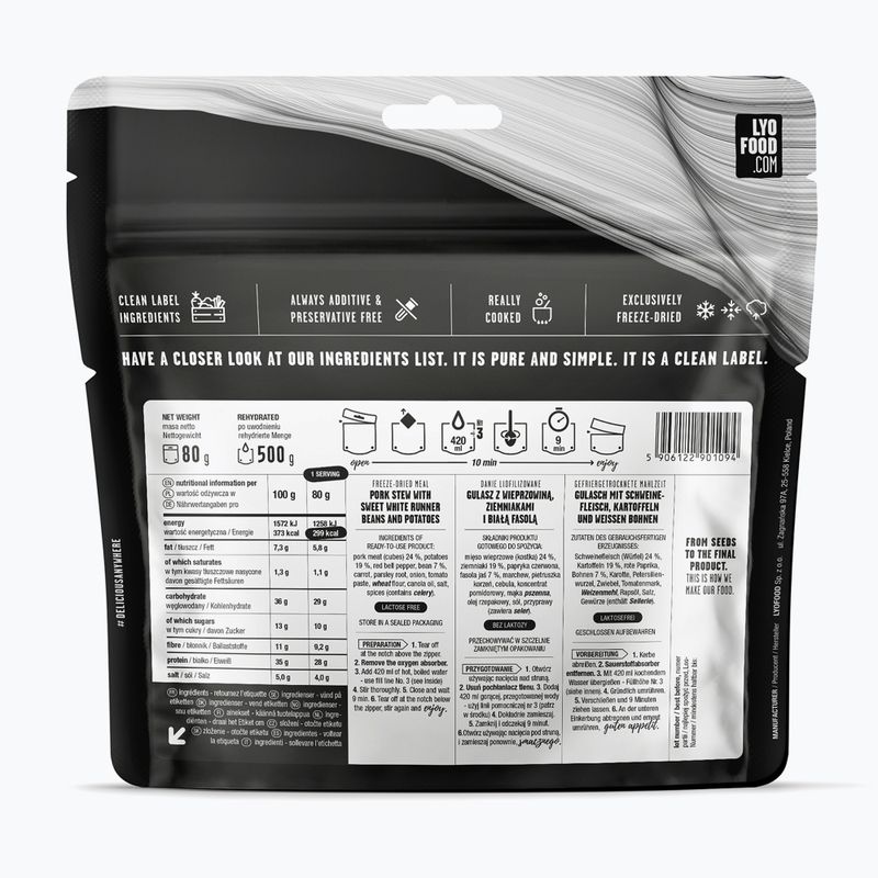 Freeze-dried food LYOFOOD Pork stew with potatoes and beans 500 g 2