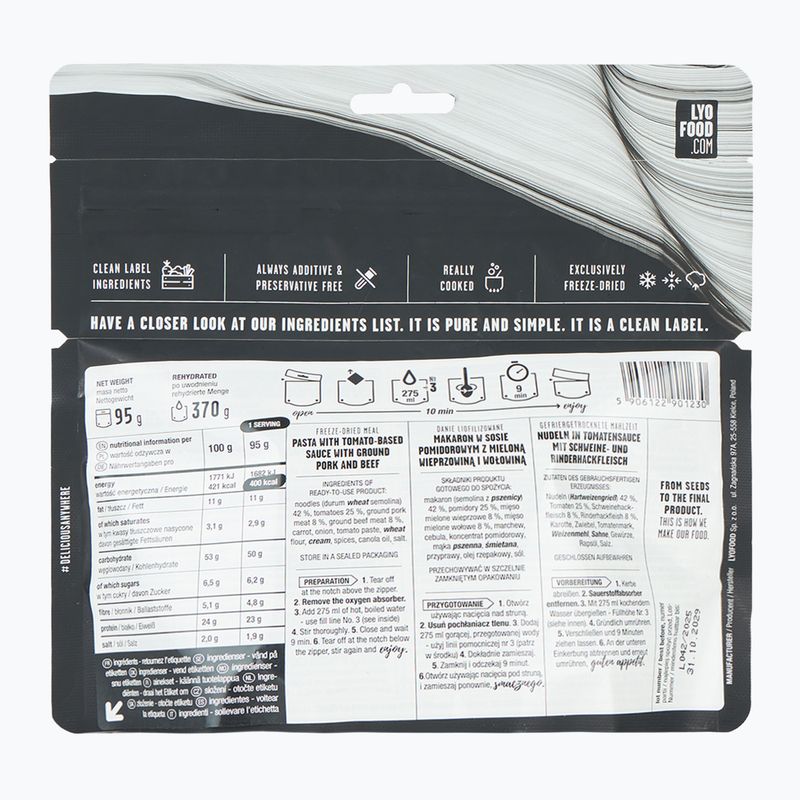 Freeze-dried food LYOFOOD Penne à la bolognese 370 g 2