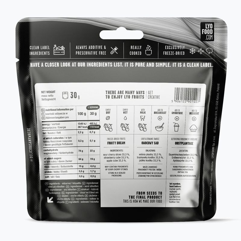 Freeze-dried food LYOFOOD Fruit mix strawberry, apple and cherry 30 g 2