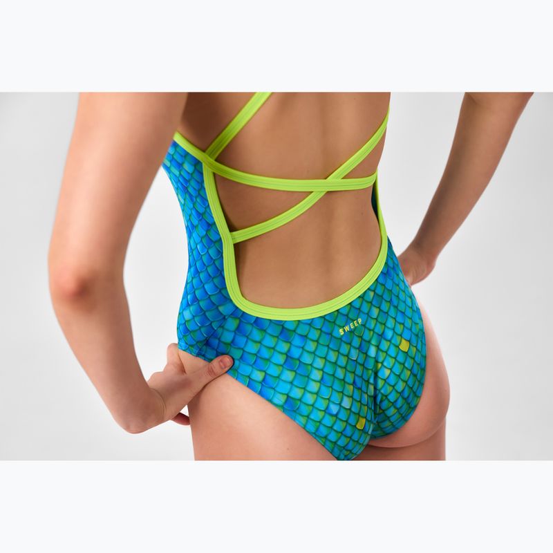 SWEEP Aqua Hippos women's one-piece swimsuit blue/yellow/green 4