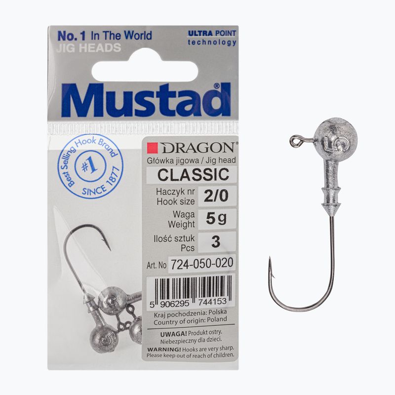 Mustad Classic jig head 3 pcs. 2/0 silver PDF-724-050-020