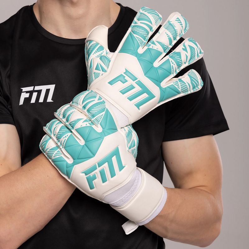 Football Masters Invictus X RF white/ocean goalkeeping gloves 5