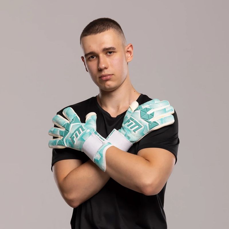 Football Masters Varis X Pro NC white/ocean goalkeeper's gloves 2