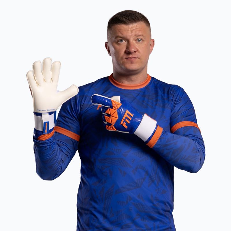 Goalkeeper gloves Football Masters Invictus X PRO blue/orange 3