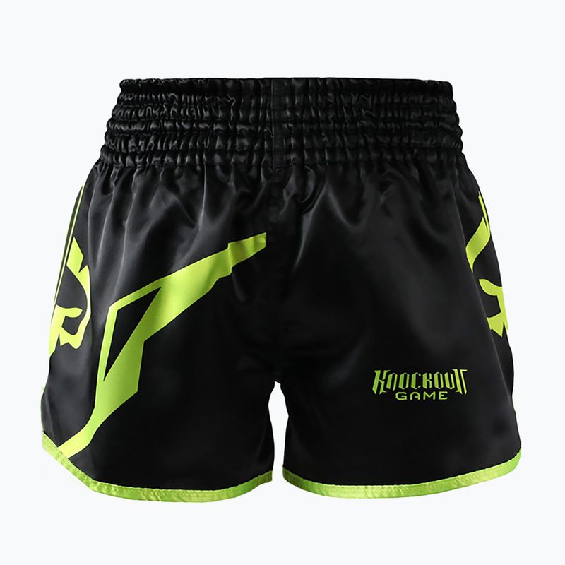 Men's Ground Game Muay Thai Neon training shorts black/green neon 2