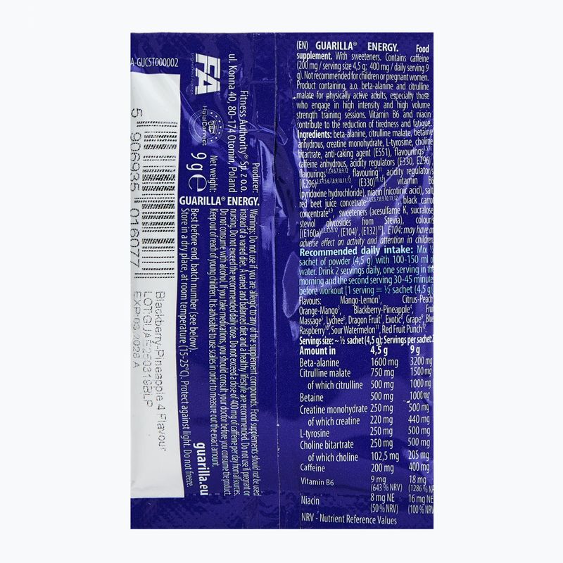 Fitness Authority Guarilla Enegry pre-workout 9 g blackberry/pineapple 2