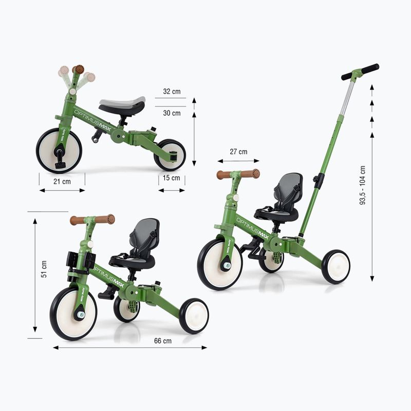 Balance bike Milly Mally 5w1 Optimus Max green 2