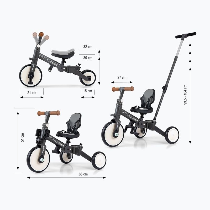 Balance bike Milly Mally 5w1 Optimus Max dark grey 2