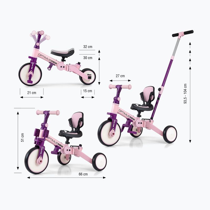Balance bike Milly Mally 5w1 Optimus Max pink 2