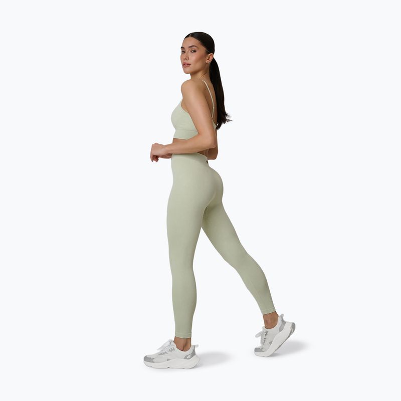 Women's training leggings 4F Solar Punk FNK F399 light green allover 4