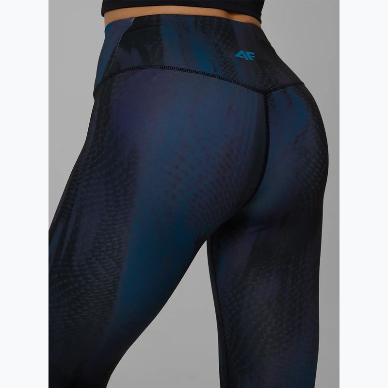 Women's training leggings 4F Solar Punk FNK F454 sea green allover 4