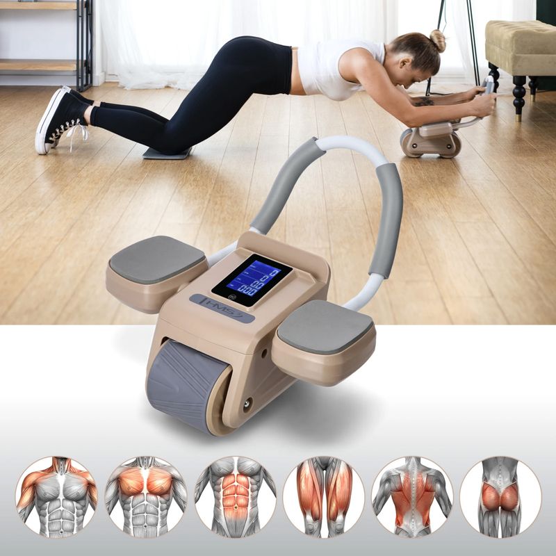 Automatic abdominal muscle exercise wheel with display HMS KA08 brown 15
