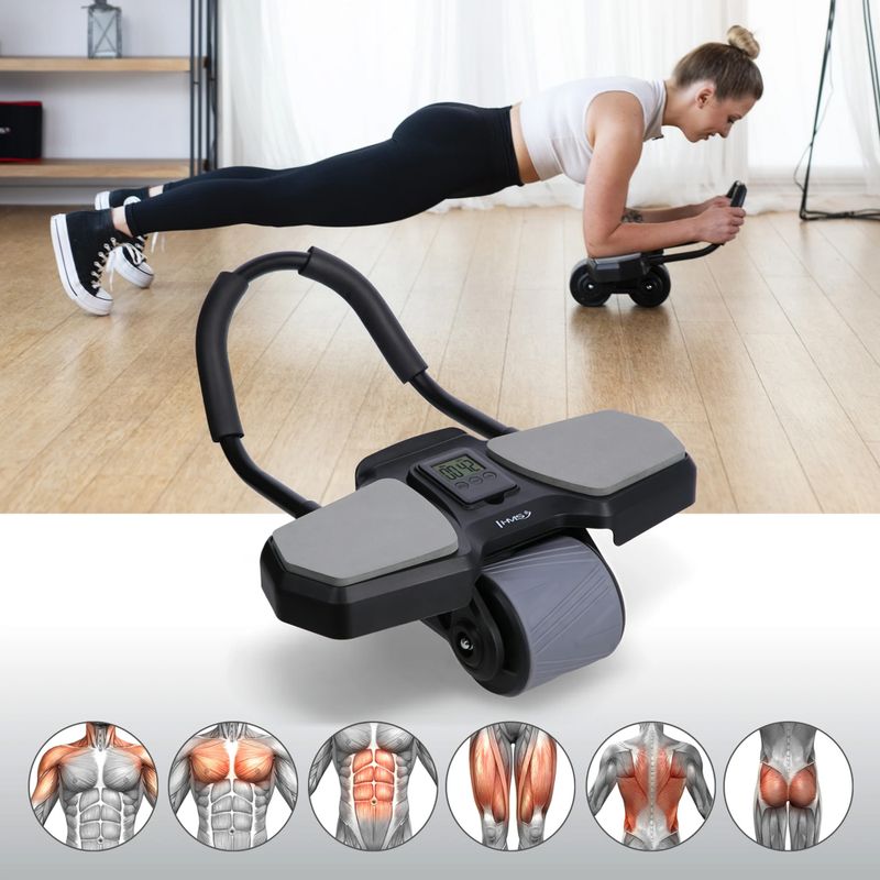 Automatic abdominal muscle exercise wheel with support HMS KA10 black 19