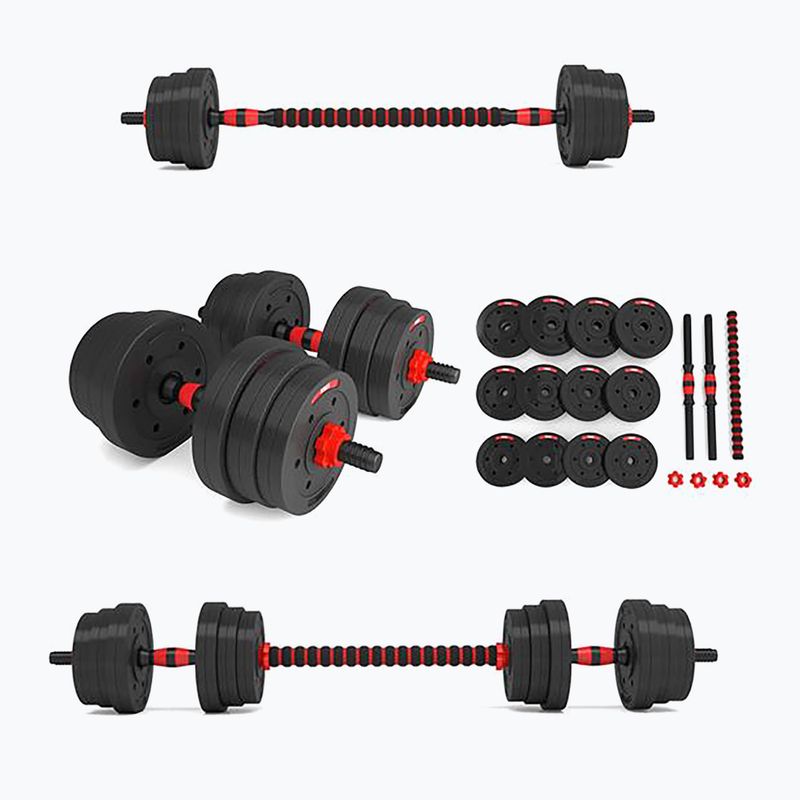 HMS SGP20 20kg black/red dumbbell set with barbell connection 2