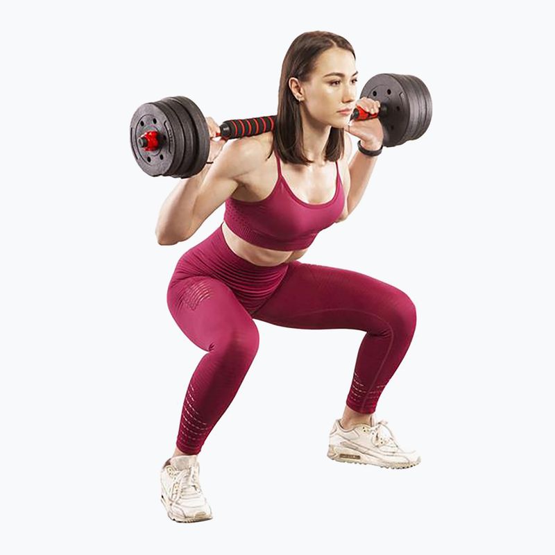 HMS SGP20 20kg black/red dumbbell set with barbell connection 6