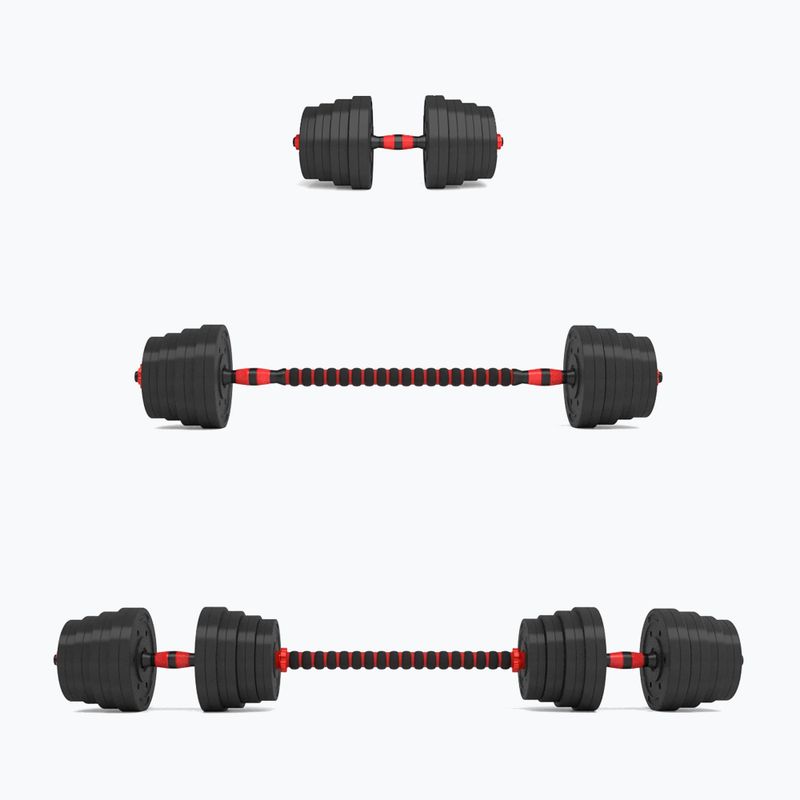 HMS SGP30 30kg black/red dumbbell set with barbell connection 2