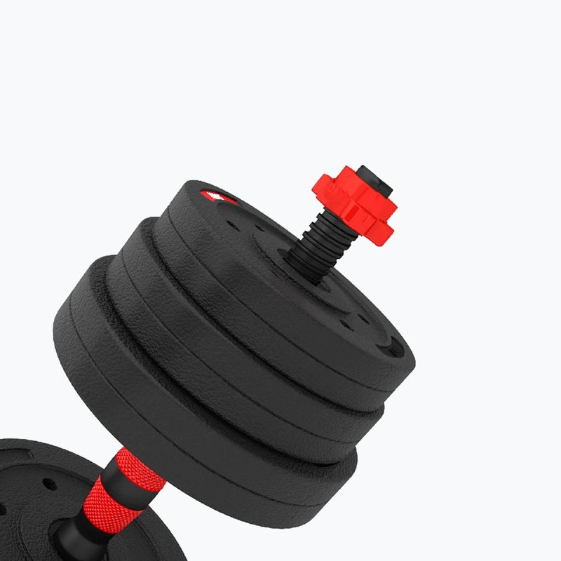 HMS SGP30 30kg black/red dumbbell set with barbell connection 7