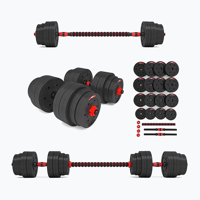 HMS SGP40 40kg black/red dumbbell set with barbell connection 2