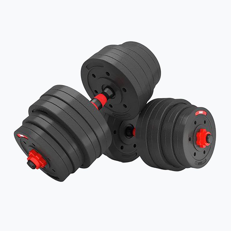 HMS SGP40 40kg black/red dumbbell set with barbell connection 4