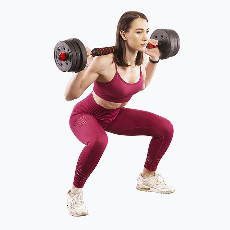 HMS SGP40 40kg black/red dumbbell set with barbell connection 6