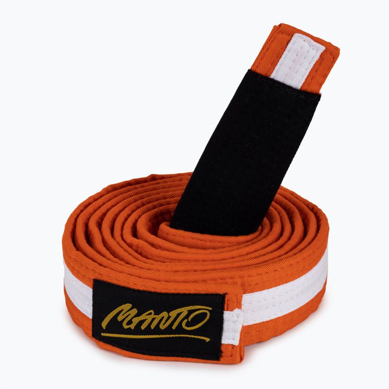 Children's Brazilian jiu-jitsu belt MANTO Tag orange with white bar MNA867 3