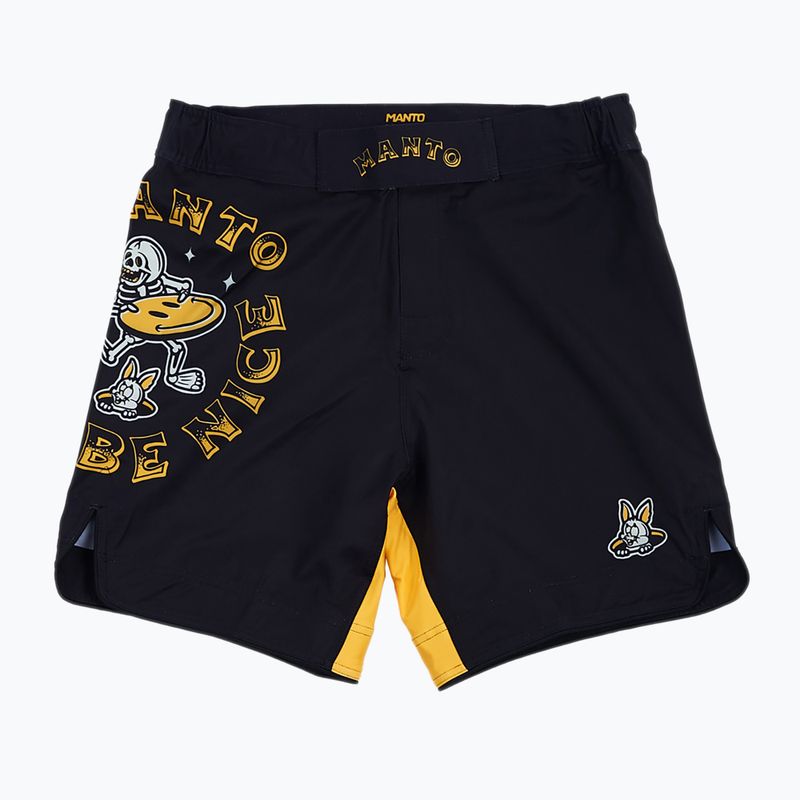 MANTO Just Be Nice men's training shorts black MNS004_BLK/YEL_2S