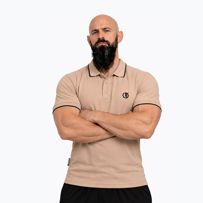 Men's polo shirt Octagon Legion Tipped Small Logo 3D Polo beige 3