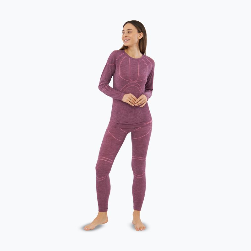 Women's thermal underwear set Viking Lan Pro claret/light pink 4