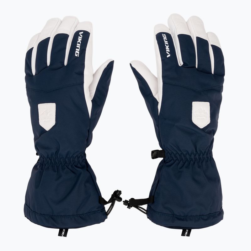 Men's ski gloves Viking Sven Ski navy/white leather 2