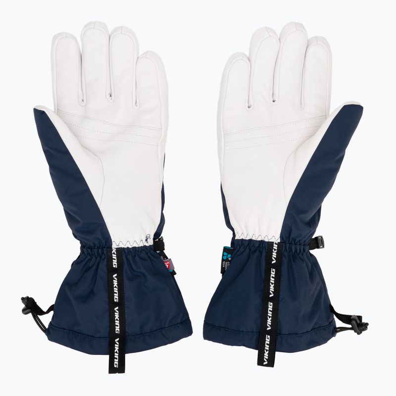 Men's ski gloves Viking Sven Ski navy/white leather 3
