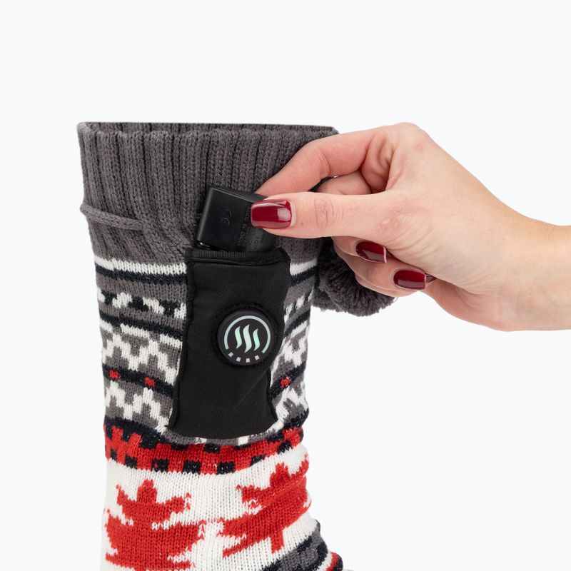 Glovii GOB white/red/grey heated slippers with socks 5
