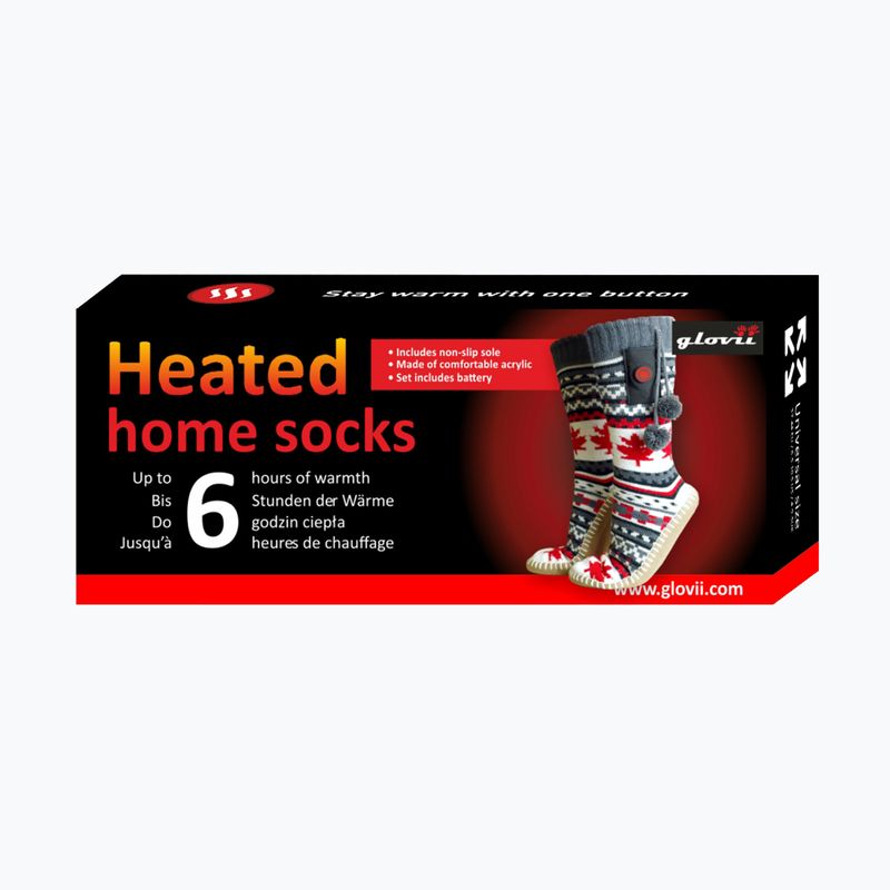 Glovii GOB white/red/grey heated slippers with socks 16