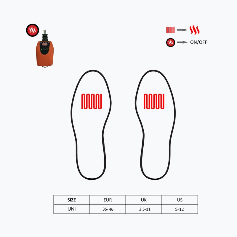 Glovii GW4U heated ski boot inserts black/red 9