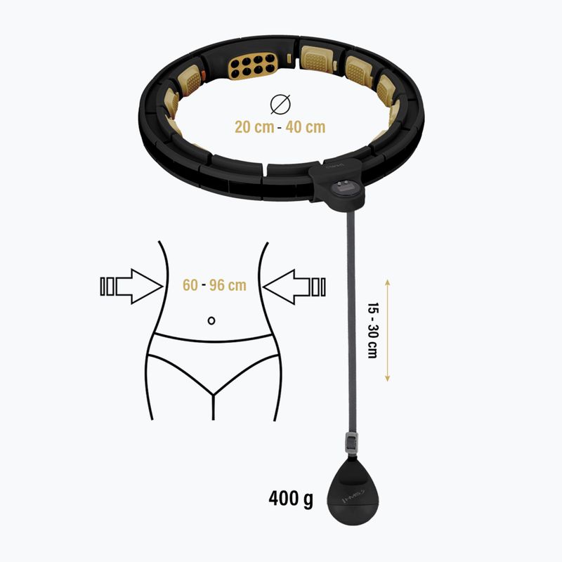 Hula hop with weight and counter HMS HHM13 black/gold 2