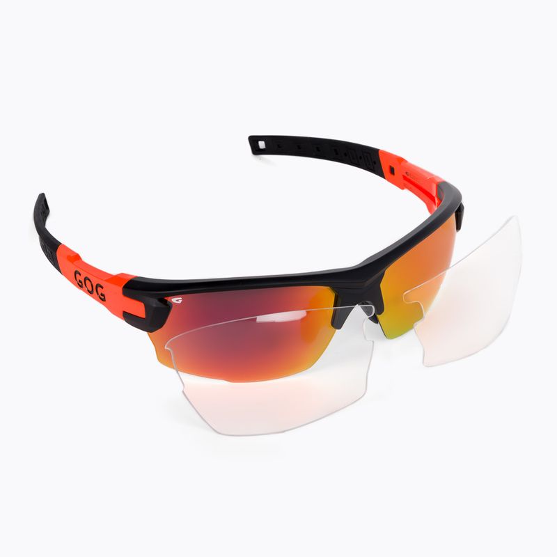 GOG Steno matt black/orange/polychromatic red cycling glasses E540-4